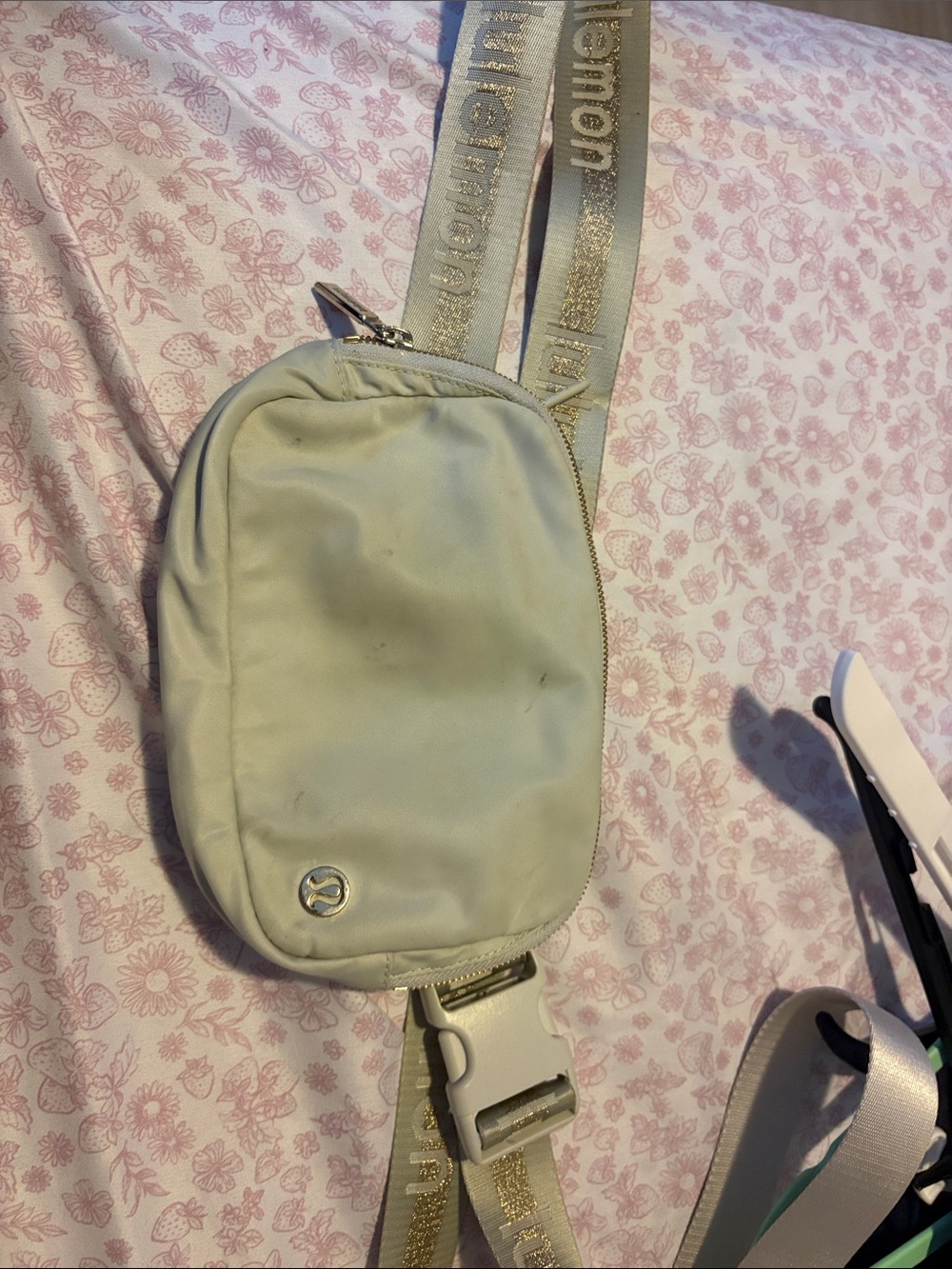 lululemon Light Cream Crossbody Belt Bag with Branded Strap
